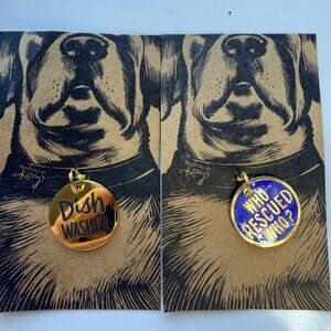 Primitives By Kathy Pet Charms Metal & Enamel Dishwasher & Rescued Who